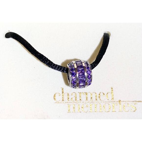 2015 Pandora Charm Bracelet Purple Bead Charm Womens Jewelry 925 Sterling Silver - Picture 2 of 11